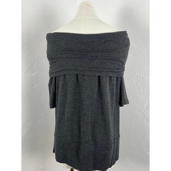 LOU & GREY Off-Shoulder Ruched Knit-Jersey Top Tunic-slit Hem (Women: Large) - Picture 8 of 11